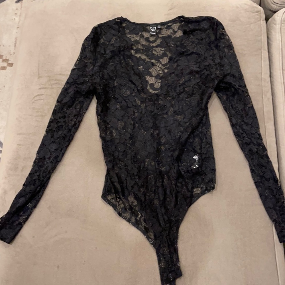 Black laced body suit